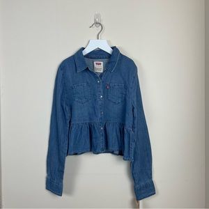 Girls Levi’s denim button down peplum shirt